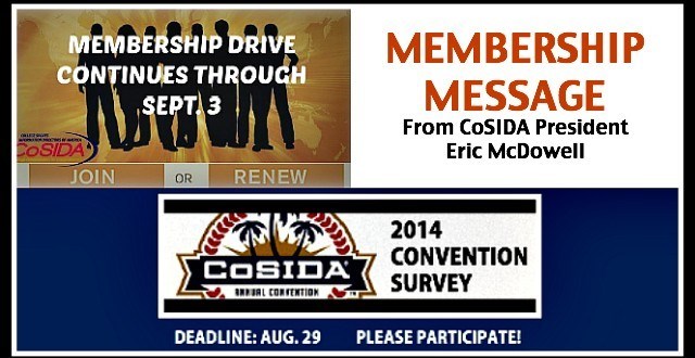 Message from CoSIDA President Eric McDowell